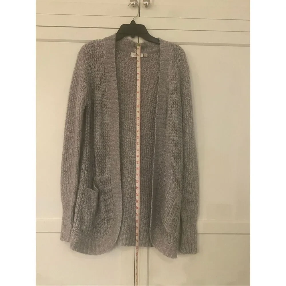 RD Style Women's Gray Knit Open Front Long Sleeve Cardigan Sweater Medium